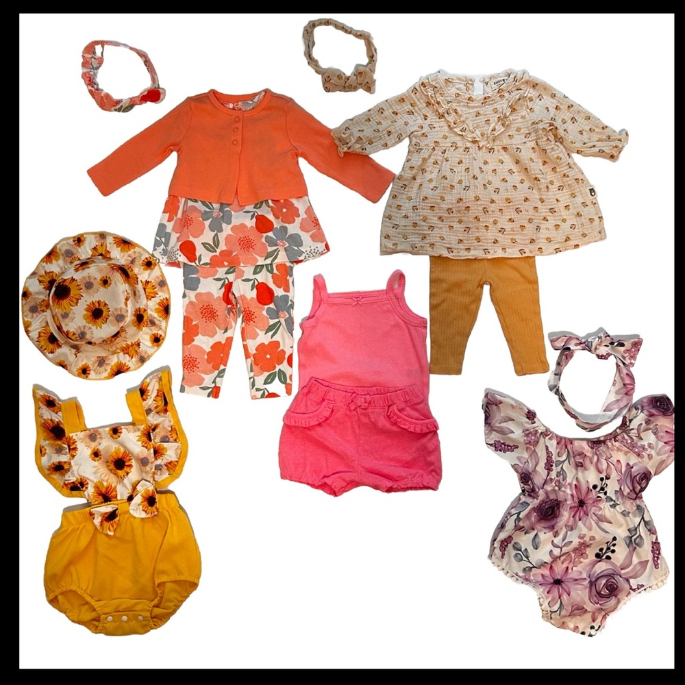 Baby Girl’s Outfit 3-6 Months Matching Dress Pants and Headbands